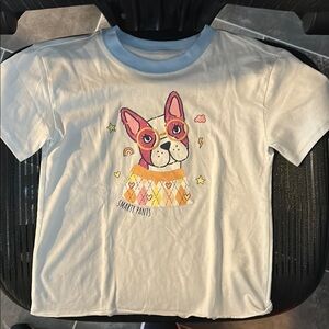 Dip White and Blue Short Sleeve Tee with Playful Graphic